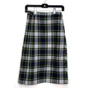 Chan Laird Women's Vintage Wrap Skirt Kilt Green Blue Size 6